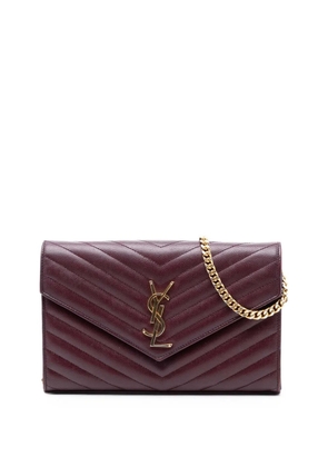 Saint Laurent Pre-Owned 2019 Grain De Poudre Matelasse Chevron Monogram Chain Wallet crossbody bag - Red