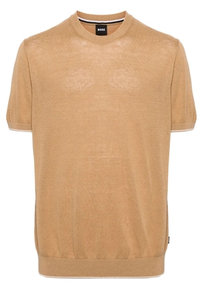 BOSS short-sleeve linen-blend jumper - Neutrals