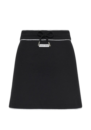 Marine Serre ribbed drawstring waist mini skirt - Black