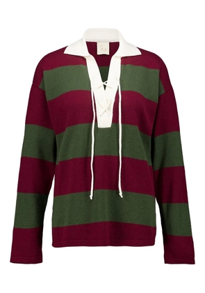 PAULA striped knitted polo shirt - Red