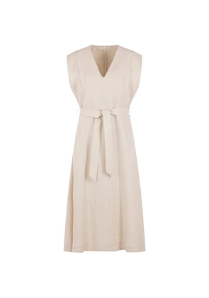 Glanshirt Lia V-neck tie dress - Neutrals