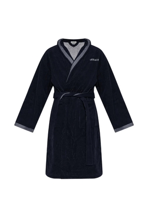 Versace Home embroidered-graphic cotton bathrobe - Blue