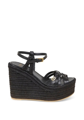 Valentino Garavani logo-detail heeled espadrilles - Black