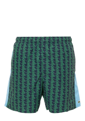 Lacoste monogram-print swim shorts - Blue