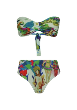 Amir Slama print tie bikini - Green
