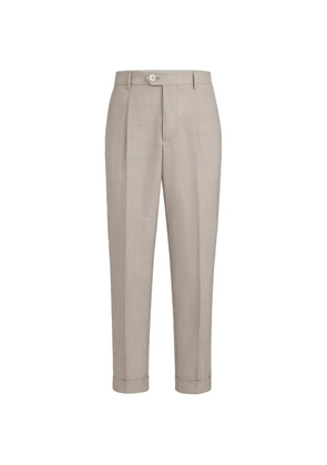Brunello Cucinelli virgin wool fresco trousers with pleat - Neutrals