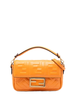 Fendi Pre-Owned 2010-2025 Mini Zucca Embossed Leather Baguette satchel - Orange