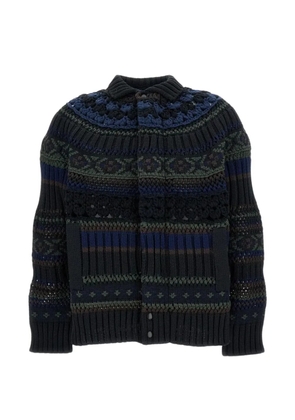 sacai crochet panelled cardigan - Blue