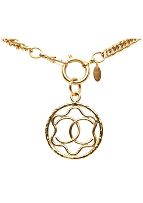 CHANEL Pre-Owned 1970-1980 CC Gold Plated Encircled Flower Pendant Necklace costume necklace