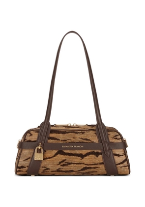 Elisabetta Franchi tiger stripe padlock shoulder bag - Neutrals