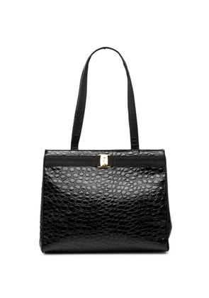 Ferragamo Pre-Owned 2000-2025 Croc Embossed Leather Vara tote bag - Black