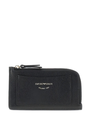 Emporio Armani zip leather wallet - Black