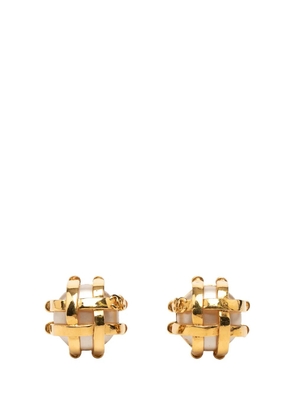 CHANEL Pre-Owned 1993 CC Gold Plated Caged Faux Pearl Clip On Earrings costume earrings - White
