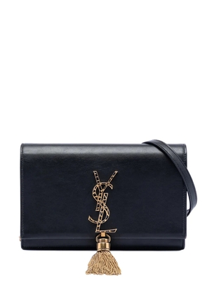 Saint Laurent Pre-Owned 2010-2026 Leather Enameled Monogram Kate Tassel Wallet on Chain crossbody bag - Black
