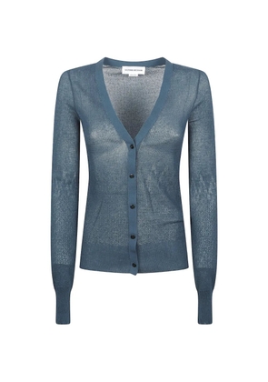 Victoria Beckham buttoned V-neck cotton cardigan - Blue