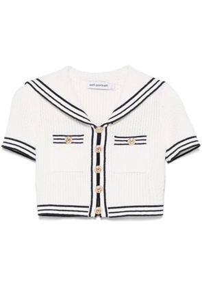 Self-Portrait textured knitted top - White