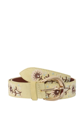 Orciani floral embroidered leather belt - Yellow