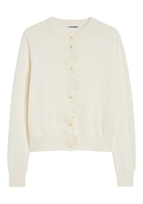 Jil Sander crochet-flowers cardigan - White