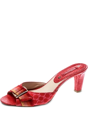 Celine Pre-Owned 60mm crocodile-embossed sandals - Red