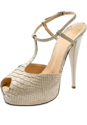 Giuseppe Zanotti Vintage 150mm python-embossed leather sandals - Neutrals