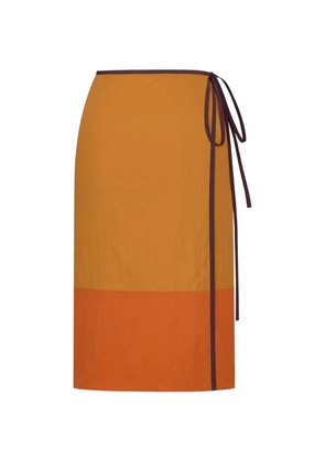 Saint Laurent tie-detail colour-block skirt - Orange