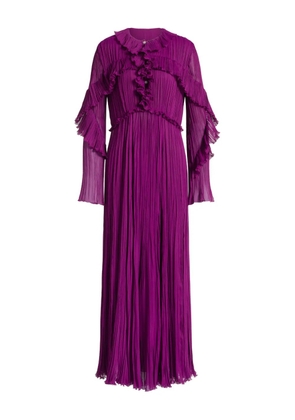 Alberta Ferretti ruffled pleated midi dress - Purple