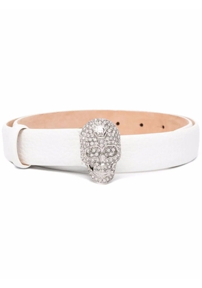 Philipp Plein skull buckle belt - White