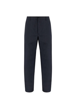 Moncler Technical logo-patch linen trousers - Blue