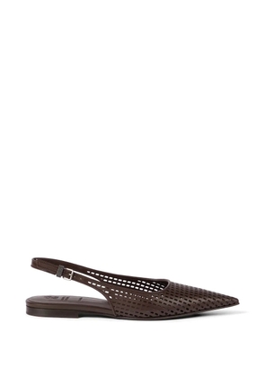Brunello Cucinelli Calfskin net slingback flats with monili ballet - Brown