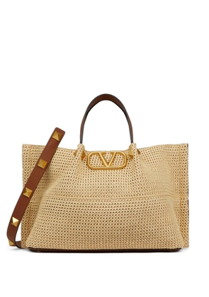 Valentino Garavani medium straw Summer tote - Neutrals