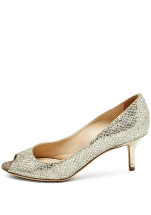 Jimmy Choo Pre-Owned Glitter peep-toe pumps - Silver