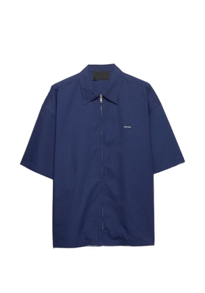 Prada short-sleeved technical cotton shirt - Blue