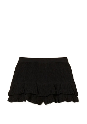TWINSET knitted ruffled shorts - Black