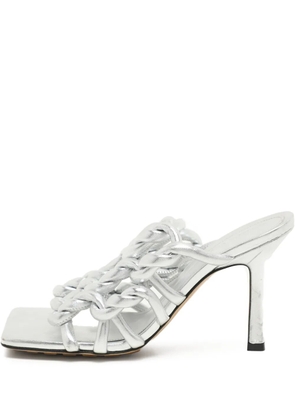 Bottega Veneta Pre-Owned 37 foil calf leather mules (9 cm) - Silver