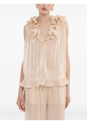 NISSA ruffled chiffon top - Neutrals