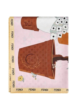 FENDI gardening-print silk scarf - Pink