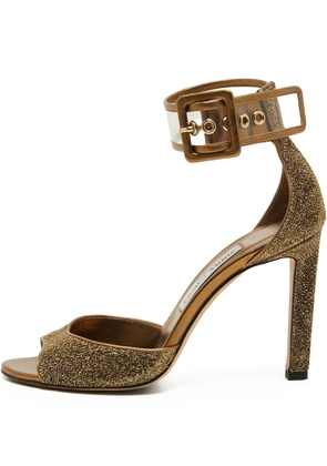 Jimmy Choo Pre-Owned 100mm glitter buckle sandals - Gold
