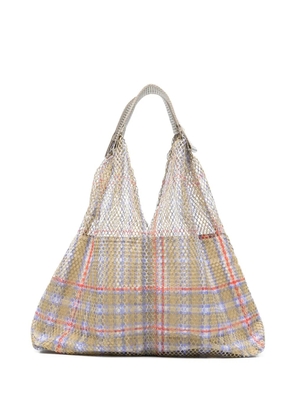 Épice plaid net tote bag - Neutrals