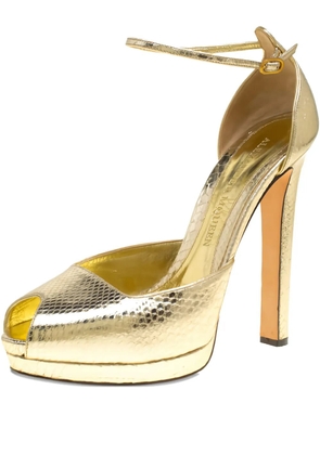 Alexander McQueen Pre-Owned 150mm python-embossed leather sandals - Gold
