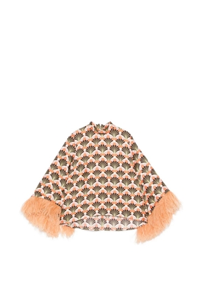 La DoubleJ feather printed top - Brown