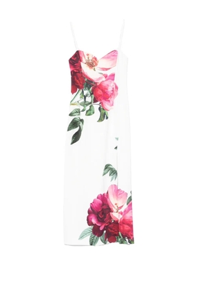 alice + olivia floral-print midi dress - White