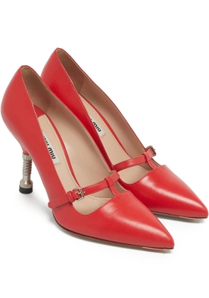 Miu Miu Pre-Owned T-Bar strap leather pumps - Red