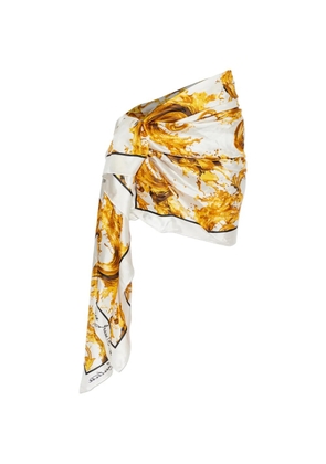 Versace Jeans Couture print-border sarong - White