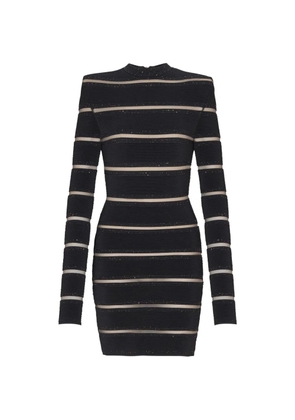 Balmain glitter striped bodycon dress - Black