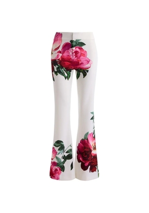 alice + olivia bootcut floral trousers - White
