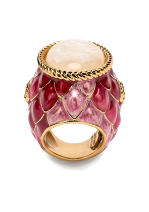 Roberto Cavalli stone-embellished scaled ring - Gold
