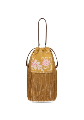 ETRO Small Kalispera embroidery fringed bucket bag - Yellow
