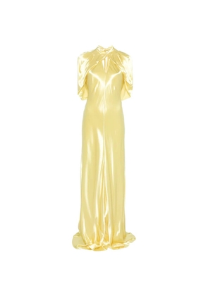 Alberta Ferretti cape-sleeve twisted gown - Yellow