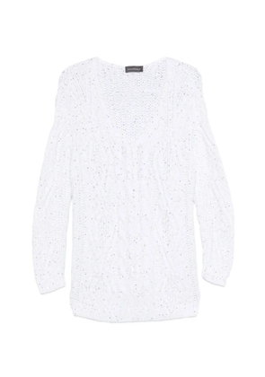Lorena Antoniazzi cable-knit embellished sweater - White