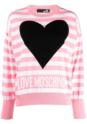 Love Moschino striped logo-print sweatshirt - Pink